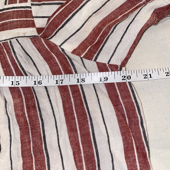 Loft Striped Linen Blend Short Sleeve Blouse - Picture 8 of 11